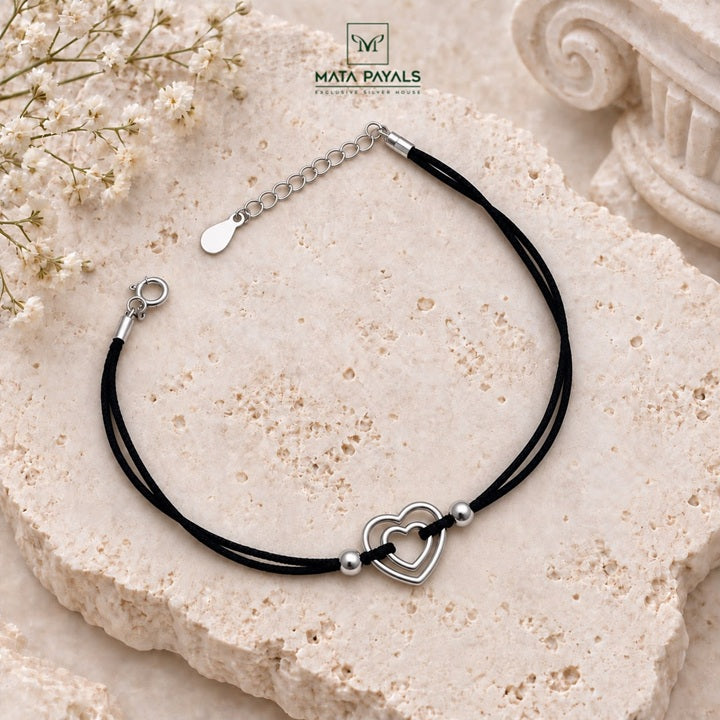 Rhodium Heart Bracelet