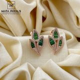 Green Leafe Rose Gold Stud