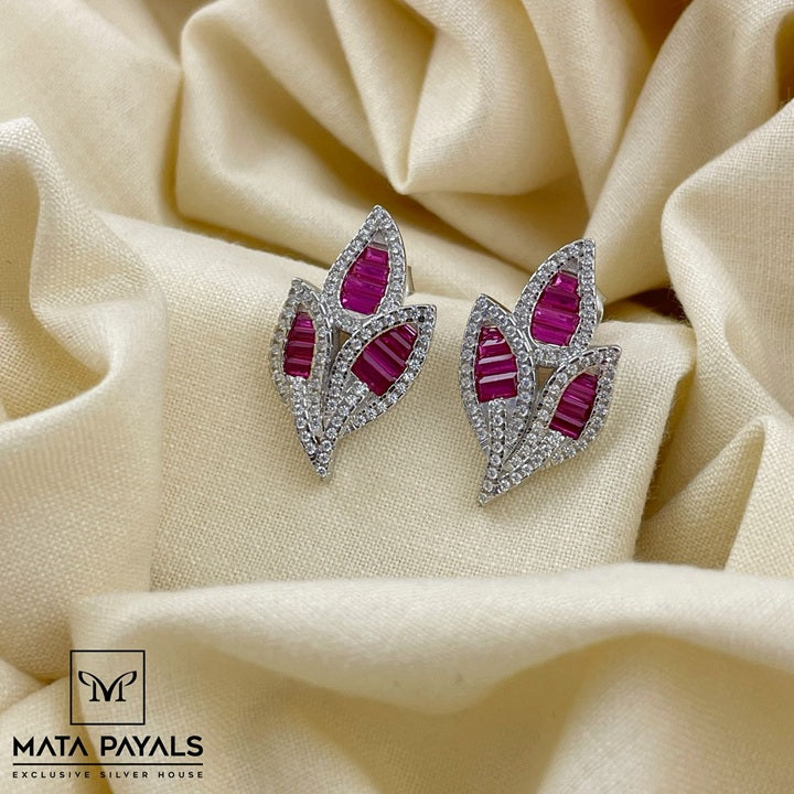 Pink Leafe Stud
