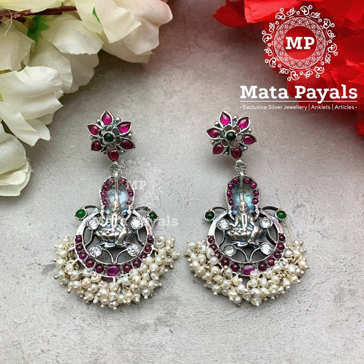 Adi Lakshmi Floral Oxidised Earing