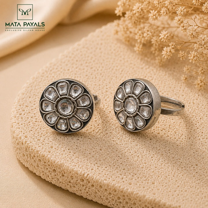 Rare White Kundan Stone Toe Rings