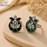 Glowing Green Kundan Toe Rings