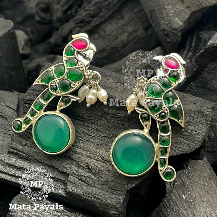 Adorable Silver Oxidised Chandbali