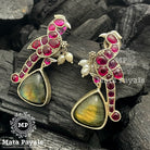 Alluring Peacock Silver Oxidised Chandbali