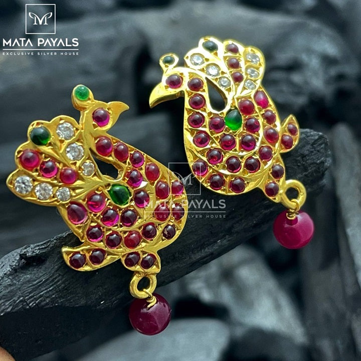 Alluring Spinel Peacock Gold Plated Stud
