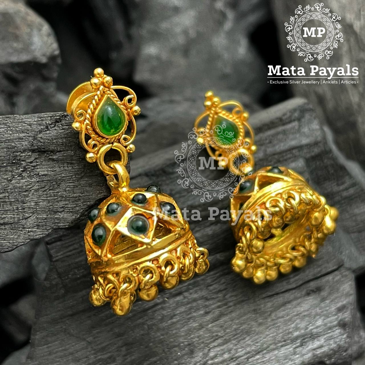 Alluring Temple Wear Gold Plated Jhumka