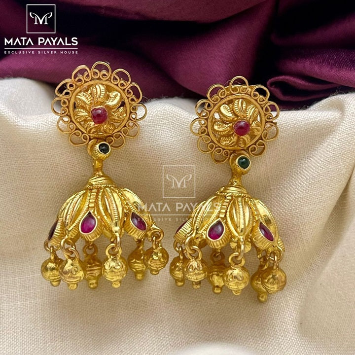 Antique Gold Polished Jhumka