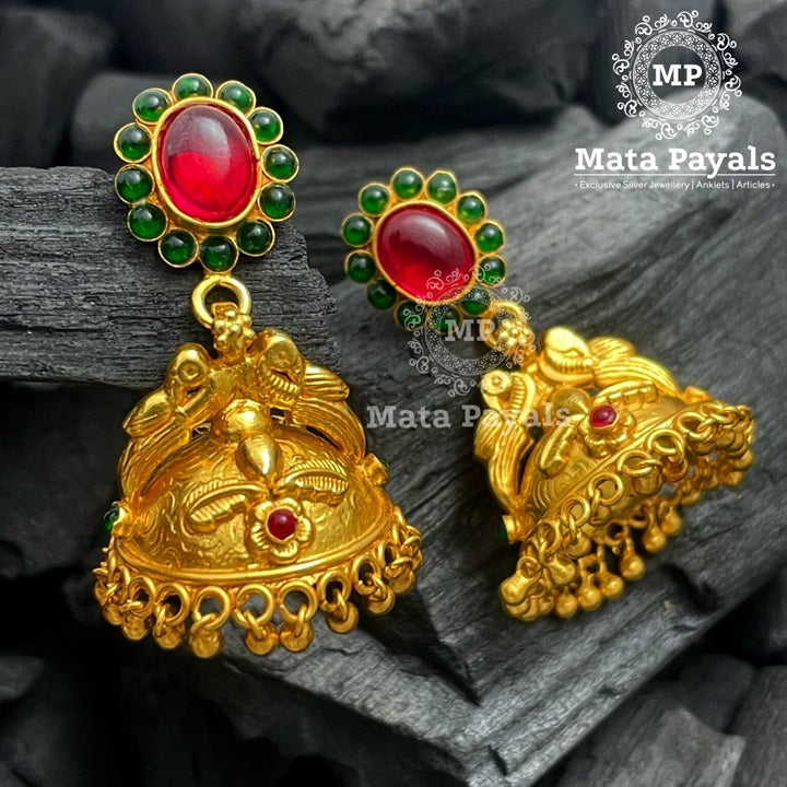 Astonishing Symmetrical Peacock Gold Plated Jhumka