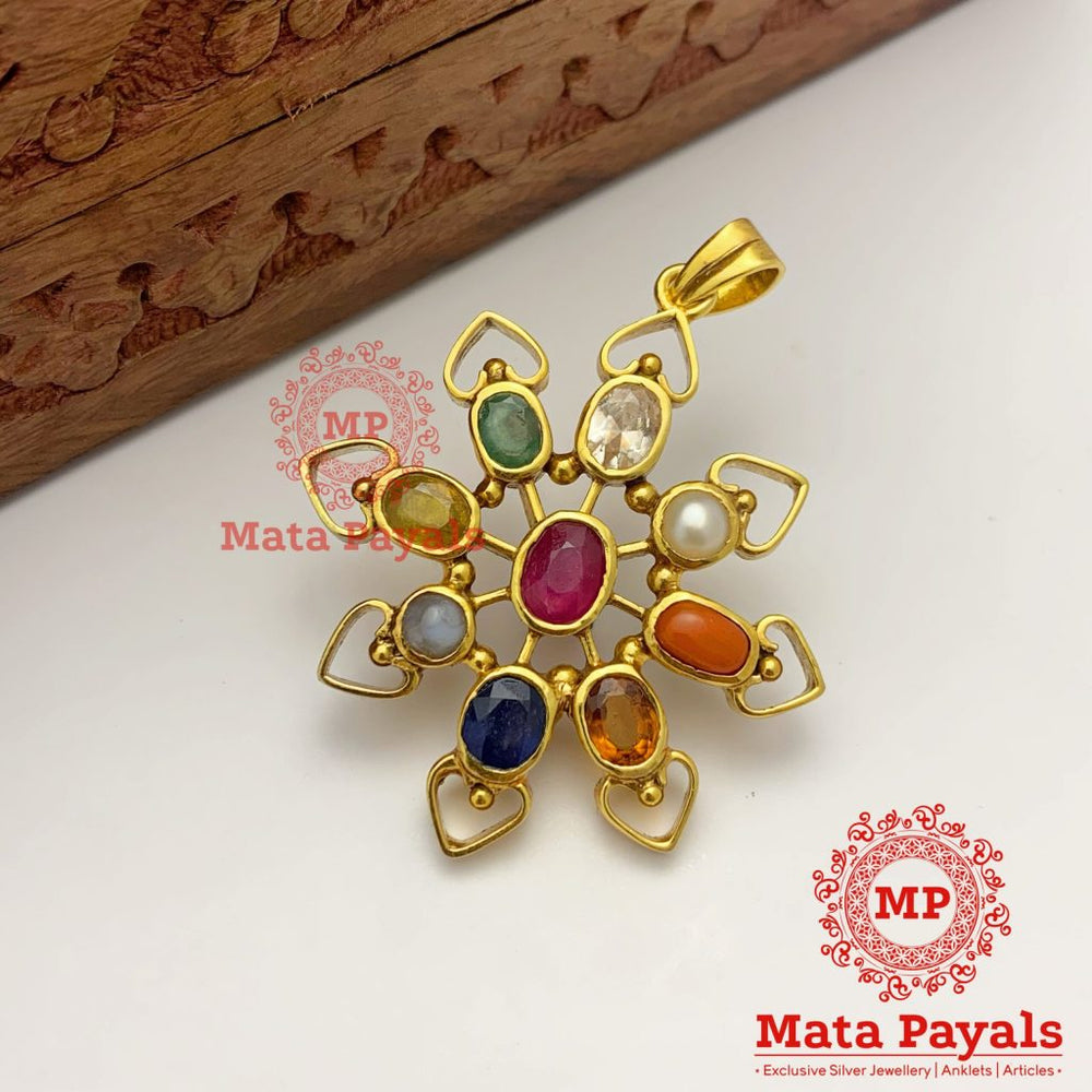 Attractive Heart Designed Navratan Pendant