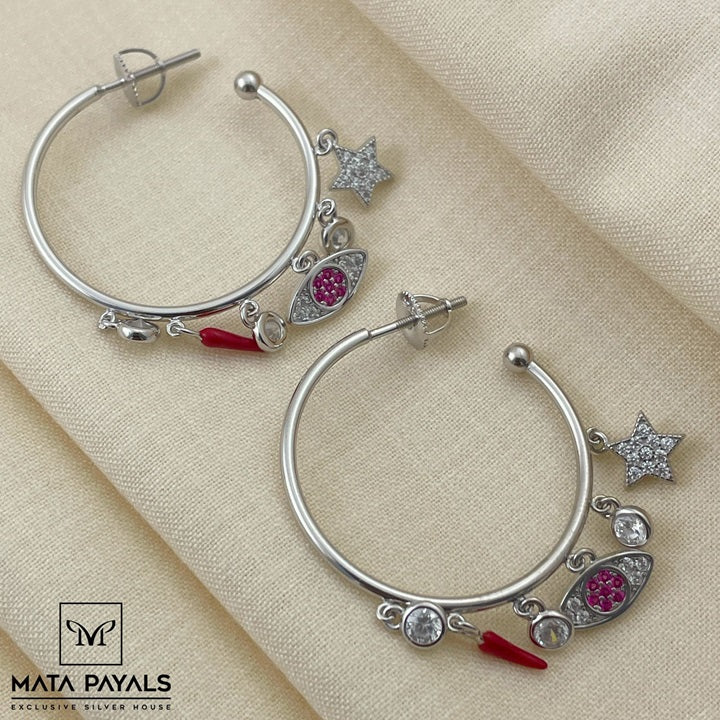 Elegant Rhodium Hoop Earrings