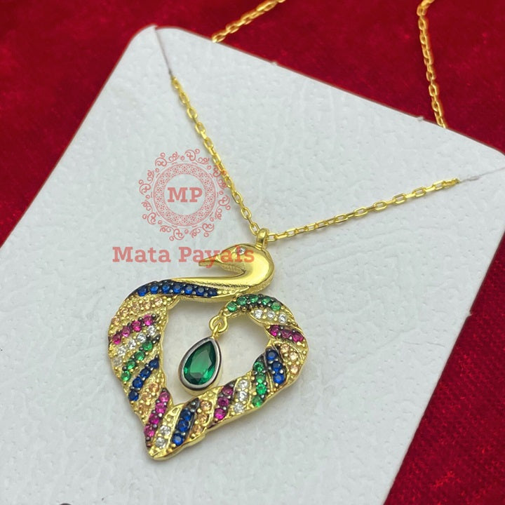 Attractive Swam With Drop Hanging Gold Plated Pendant And Chain