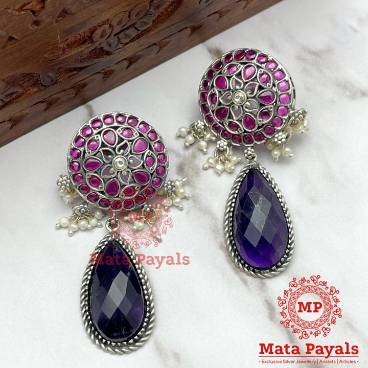 Beautiful Rose Amethyst Chandbali