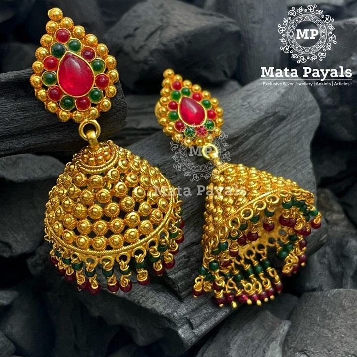 Captivating Traditional Huge Gold Plated Jhumka matapayals