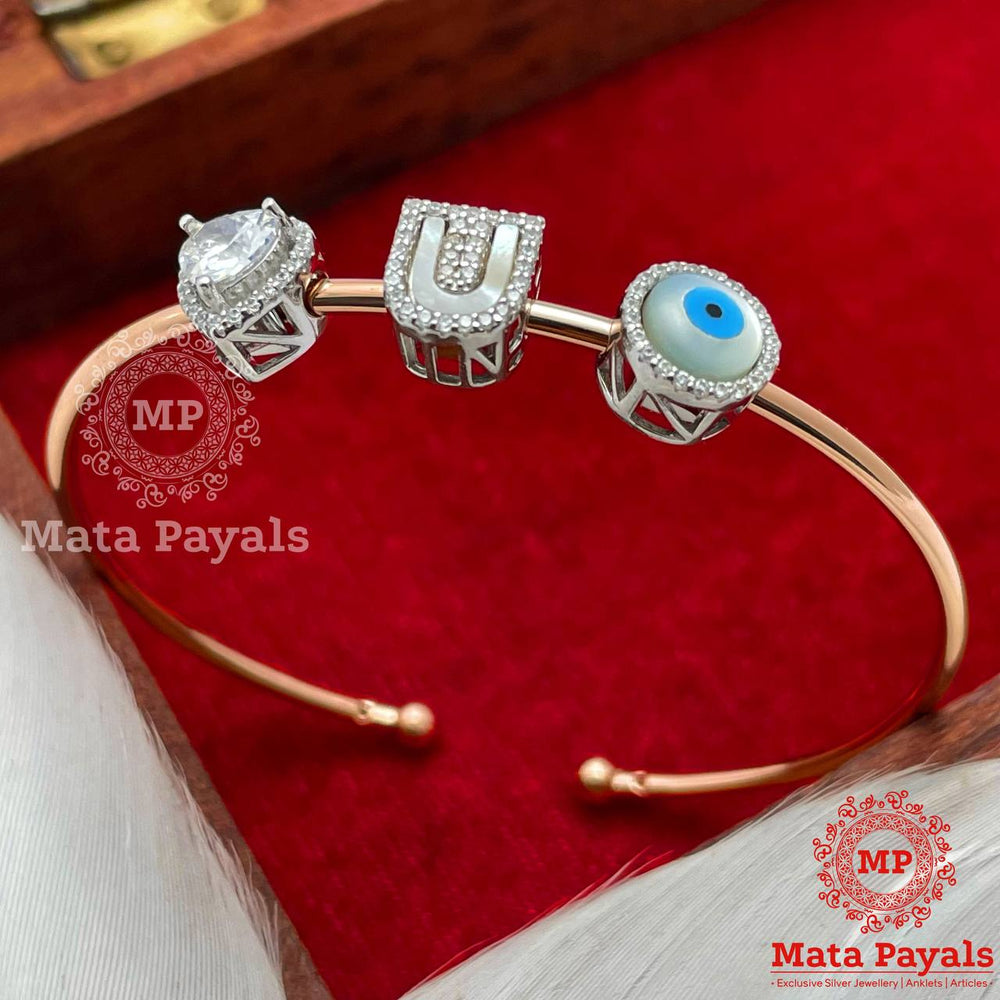 Captivating ‘U’ Letter Rose Gold Silver Kada