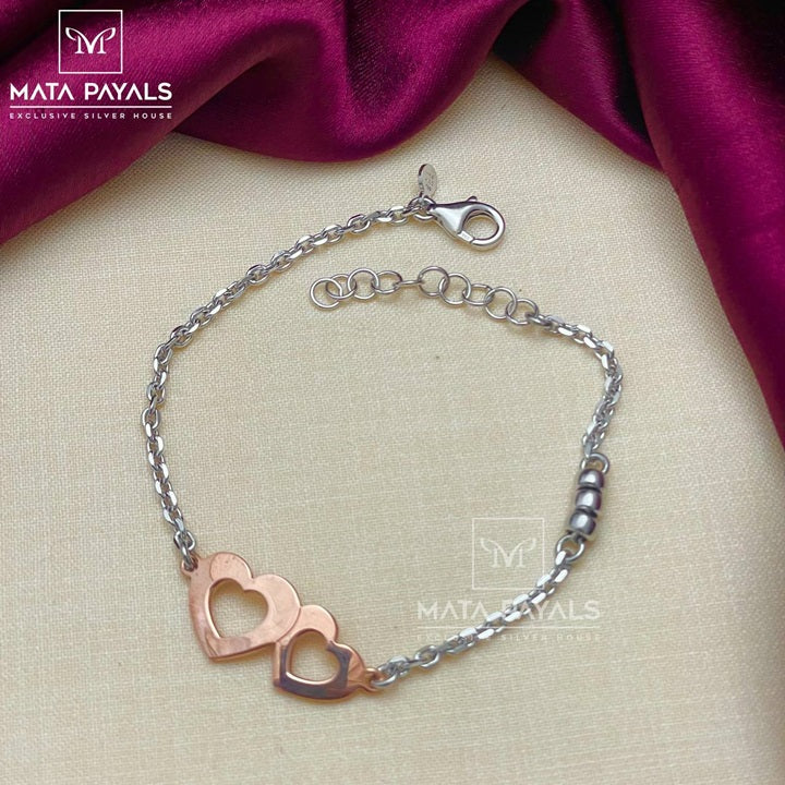 Charismatic Double Rose Gold Heart Bracelet