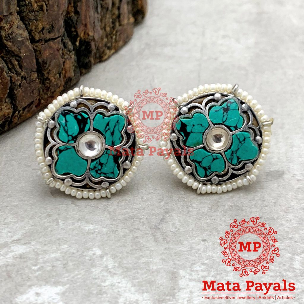 Charismatic Turquoise Flower Stud