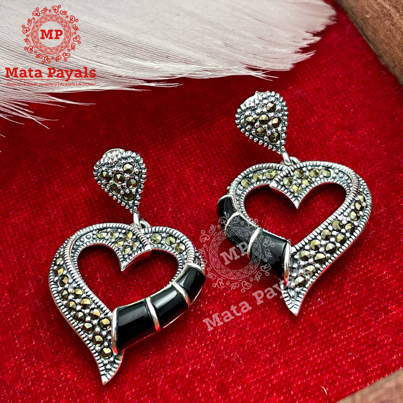 Classy Heart Marcasite Silver Earring