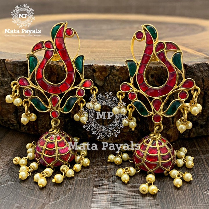 Classy Kundan Peacock Jhumka