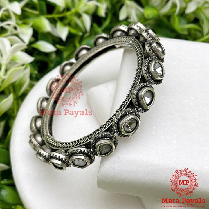 Classy Kundan Zircon Oxidised Kada
