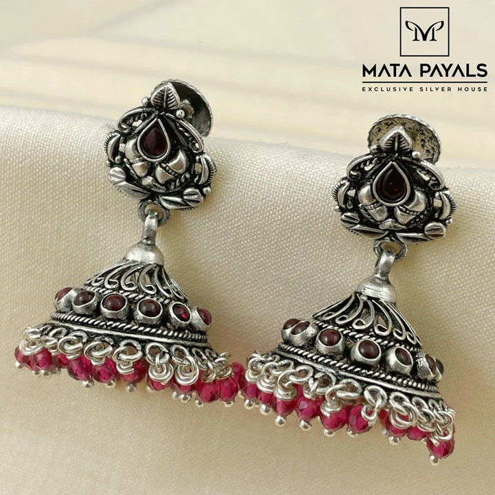 Oxidized Silver Temple Jhumka