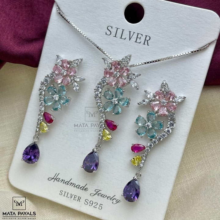 Colourful Zircon Pendant Set