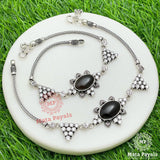 Compelling Oxidised Zircon Silver Anklet