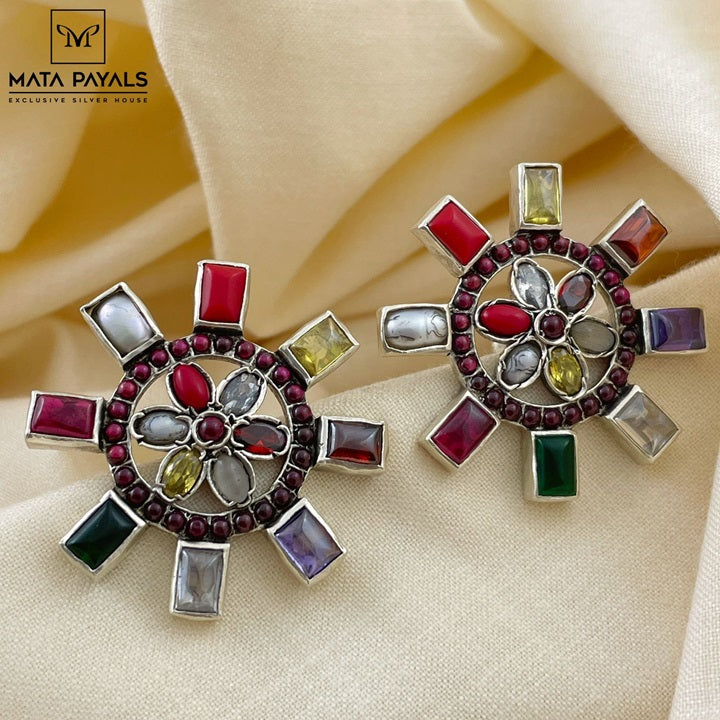 Creative Navarathna OXidised Stud