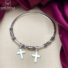 Cross Charm Oxidised Kada