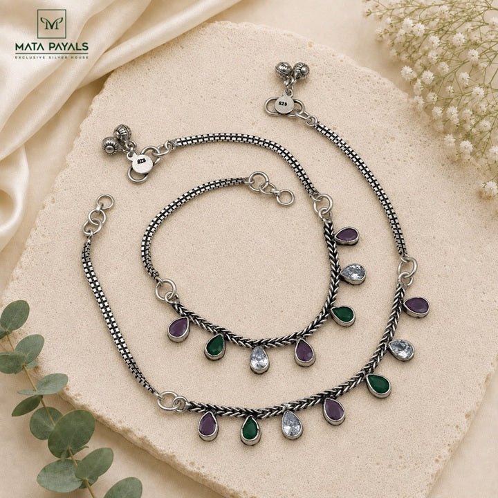 Ethnical Cut Stone Anklet