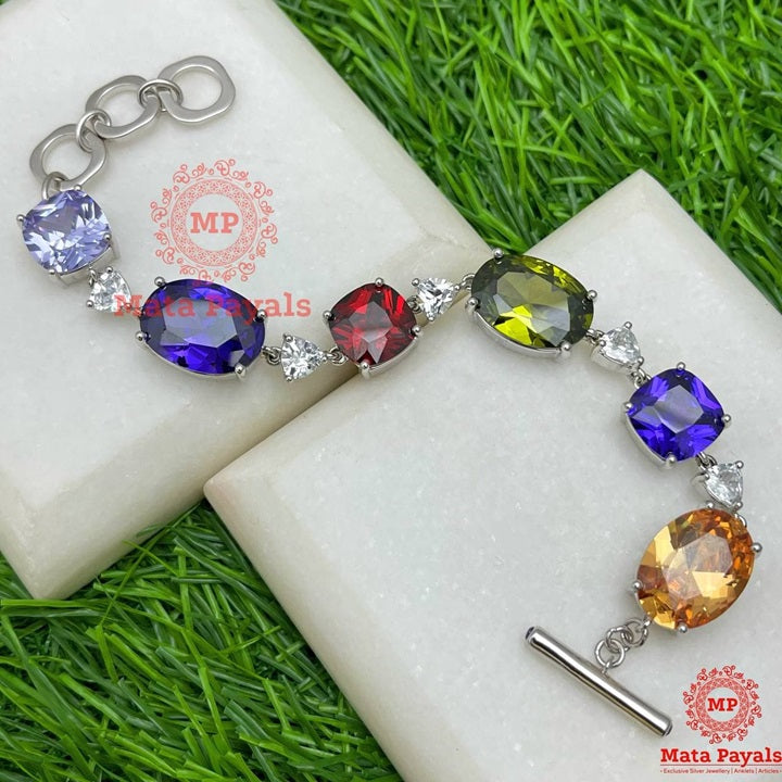 Dazzling Colourful Silver Bracelet