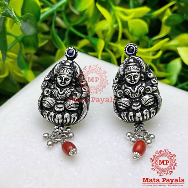 Devi Lakshmi Blue Oxidised Stud