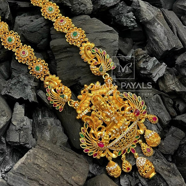 Divine Lakshmi Mayur Colourful Gold Plated Necklace