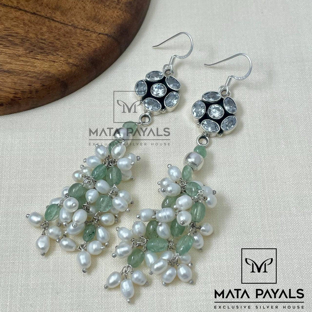 Droplet Beads Silver Chandbali