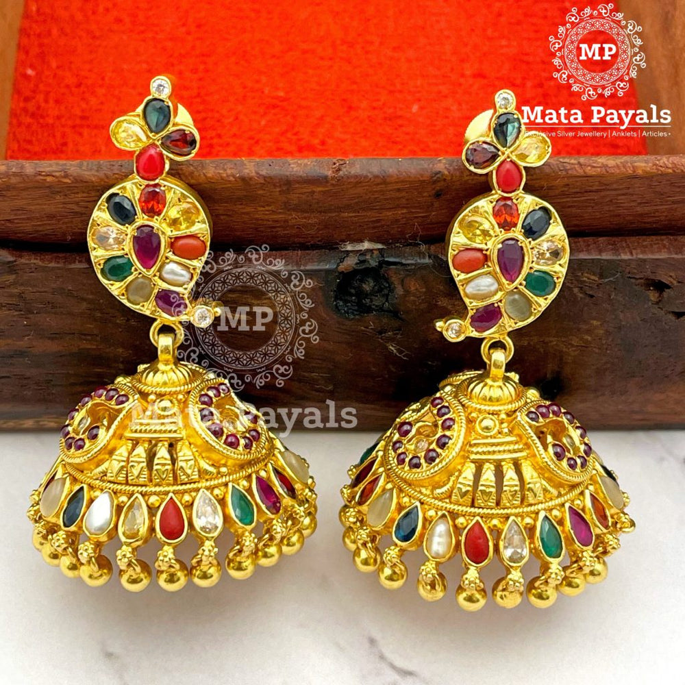 Dynamic Navratan Mayur Jhumka
