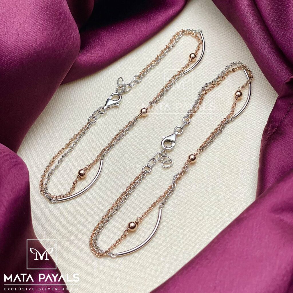 Eccentric Rose Gold Layer Silver Anklet