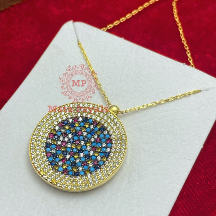 Electrifying Multi Stoned Sphere Gold Plated Chain And Pendant