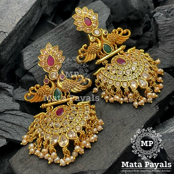 Electrifying Trendy Peacock Gold Plated Chandbali