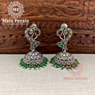 Elegant Marcasite Jade Beads Jhumka