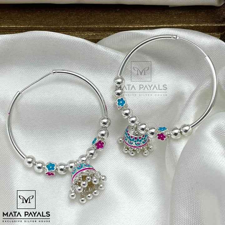 Elegant Silver Jhumka Bali
