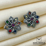 Elegant Silver Oxidised Stud