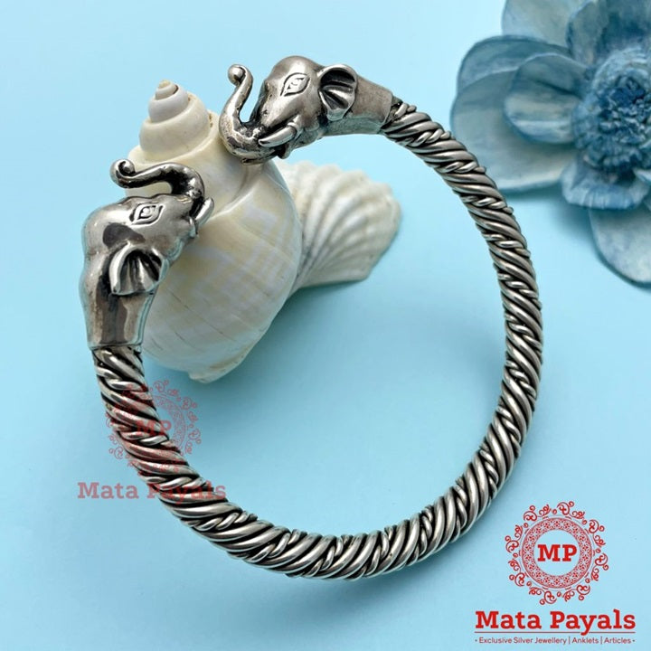 Elephant Twisted Rope Designed Oxidised Kada