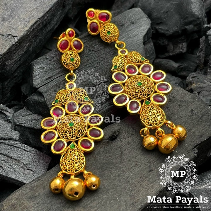 Elongated Floral Gold Plated Earings