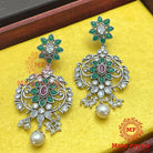 Enchanting Green Oxidised Silver Chandbali