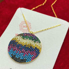 Energizing Multi Colour Sphere Gold Plated Chain and Pendant