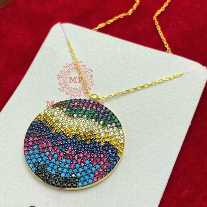 Energizing Multi Colour Sphere Gold Plated Chain and Pendant