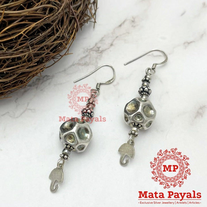 Enticing Oxidised Silver Earring