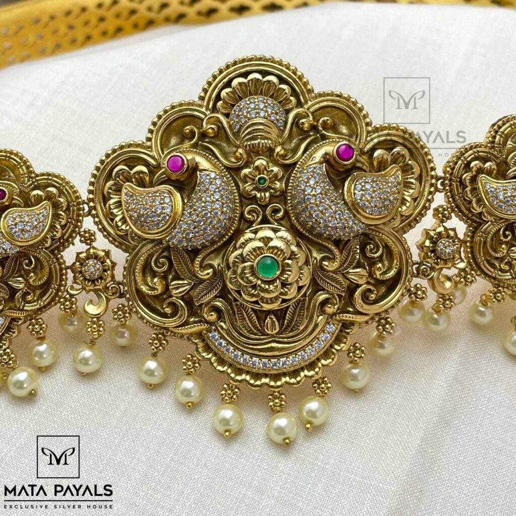 Espousal Peacock Gold Plated Waist Belt