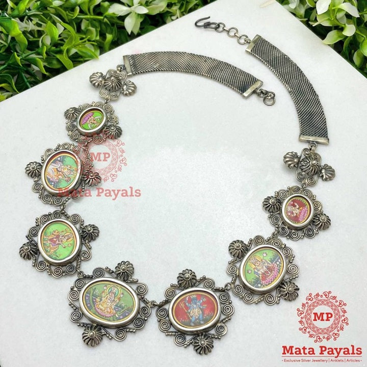 Eternal Druga Maa Meenakari Oxidised Necklace