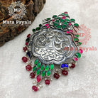 Exquisite Filigree Kundan Oxidised Pendant