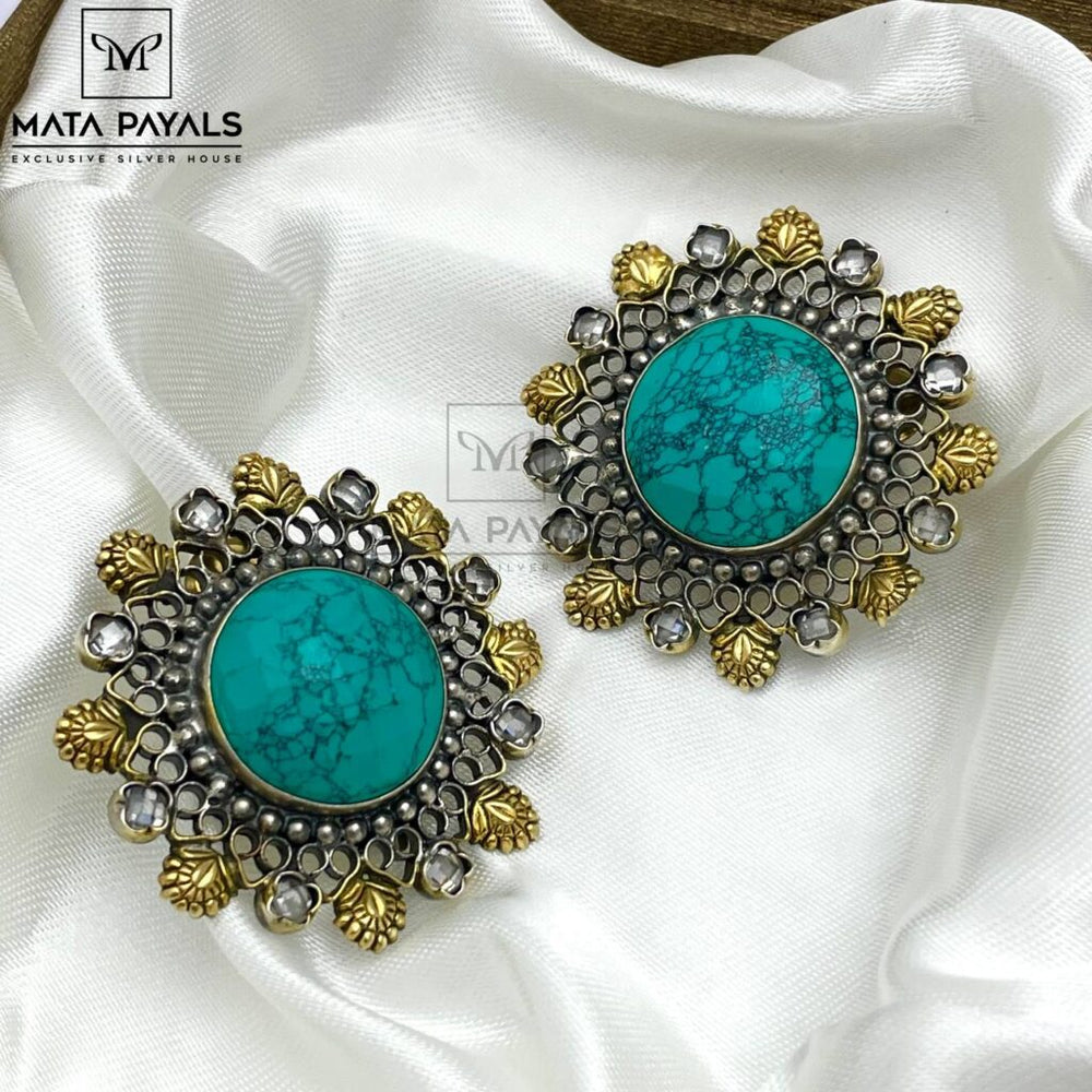 Fabulous Turquoise Dual Tone Stud